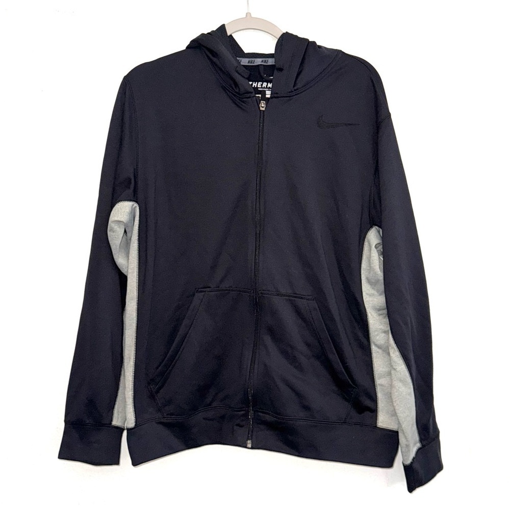 Nike Mens Therma Fit Black Grey Zip Up Hoodie Sweatshirt Size Medium